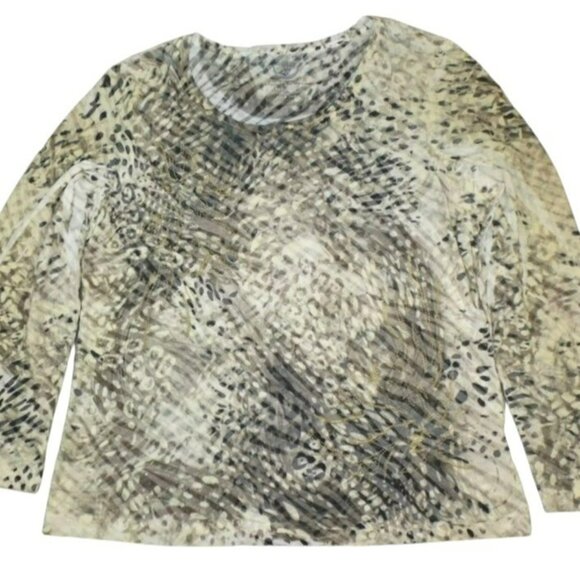 Women Semi-Transparent Stretchy Knit Top with Gold Tone Stitching    JH865 - Picture 1 of 5